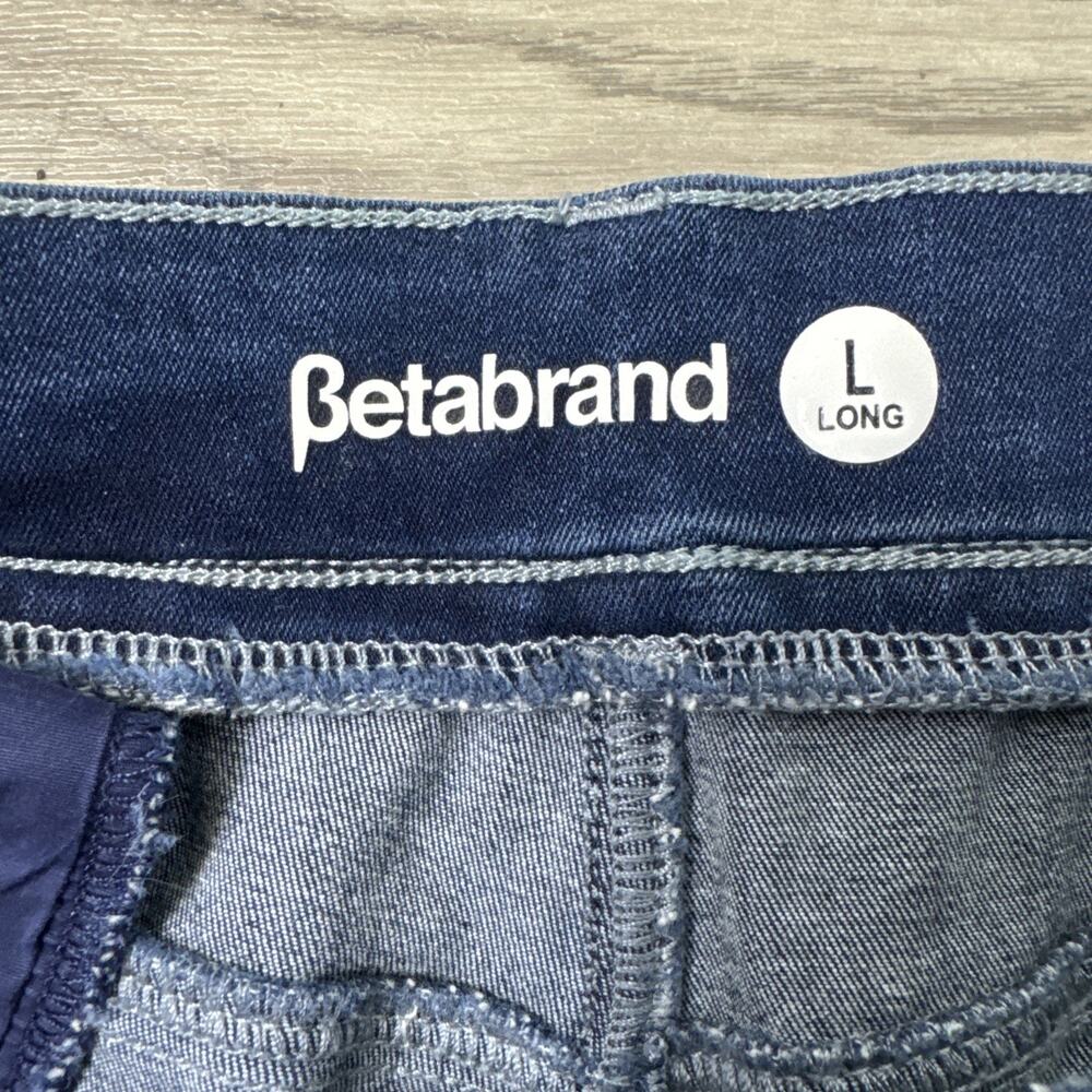Betabrand Straight Leg Pull On Denim Jeans High Rise Dark Wash Large Long - Picture 4 of 6